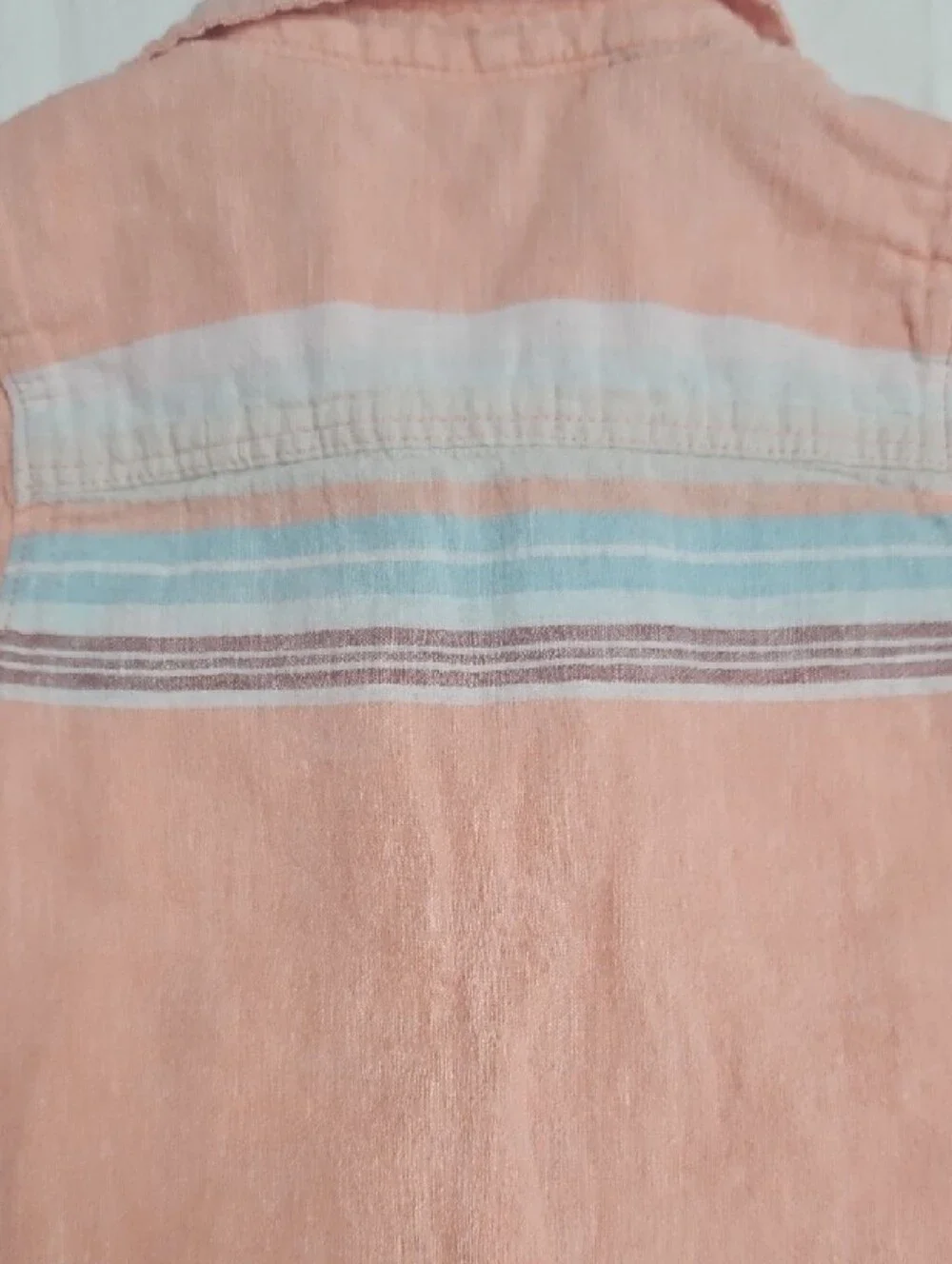 Baby OshKosh B'gosh 18 Months Peach Linen Short-Sleeve Button-Up Stripe Shirt